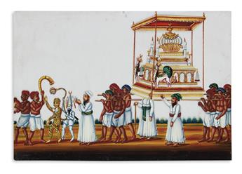 (INDIAN WATERCOLORS.) Approximately 65 miniature watercolor and gouache paintings on mica,